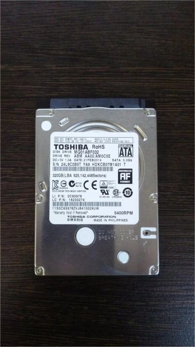 Лот: 7384880. Фото: 1. Toshiba 320GB Slim 2.5 Sata 3... Жёсткие диски (HDD)