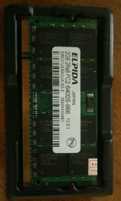 Лот: 13156313. Фото: 1. DDR2 SO-DIMM Elpida 1 x 2Gb PC2-6400S-666... Оперативная память