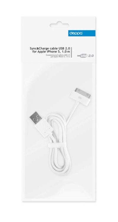 Лот: 9988535. Фото: 1. Кабель Deppa Apple 30 pin - USB... Дата-кабели, переходники