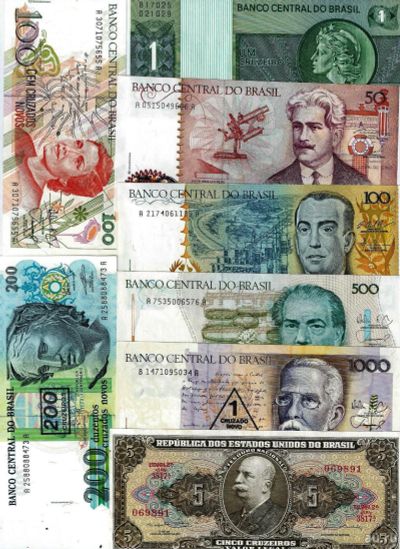 Лот: 13754749. Фото: 1. Банкноты Бразилии 8шт . Пресс... Америка