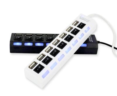 Лот: 12959642. Фото: 1. USB 2.0 HUB на 7-мь портов с индивидуальными... USB хабы