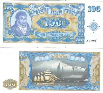 Лот: 4650184. Фото: 1. Антарктика(о.Буве) 100 долларов... Частные выпуски, копии банкнот