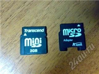 Лот: 120193. Фото: 1. MiniSD 2gb Transcend и переходник... USB-флеш карты