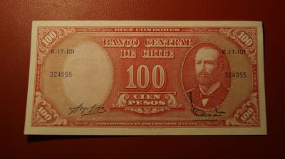 Лот: 18440839. Фото: 1. Чили 100 Песо 1961 Надпечатка... Америка