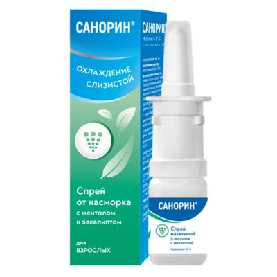 Лот: 23262301. Фото: 1. Санорин спрей наз. 0,1% с ментолом... Лекарства