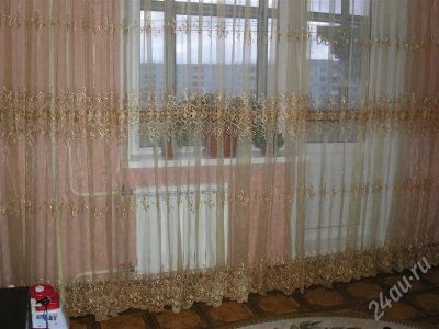 Лот: 529288. Фото: 1. тюль органза 10м с шитьем. Шторы, тюль
