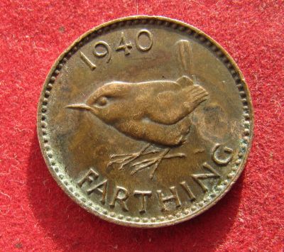 Лот: 21058534. Фото: 1. Великобритания 1 фартинг, 1940г... Великобритания и острова