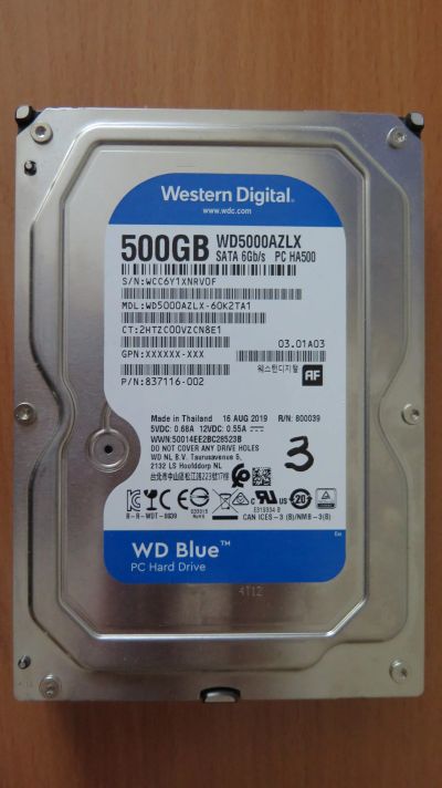 Лот: 21510283. Фото: 1. Жесткий диск WD Blue 500Gb (WD5000AZLX... Жёсткие диски