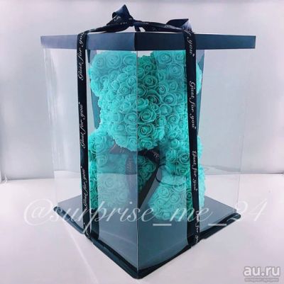 Лот: 13329429. Фото: 1. Мишка из 3D роз цвет тиффани. Свежие цветы