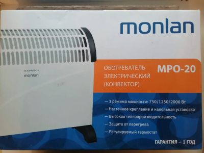 Лот: 25778215. Фото: 1. Обогреватель конвектор monlan. Обогреватели бытовые