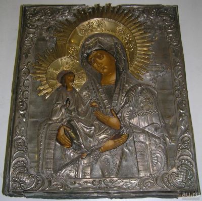 Лот: 9051955. Фото: 1. Рукописная икона XIX века Богородица... Иконы