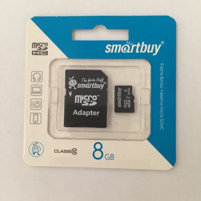 Лот: 10086756. Фото: 1. 8 Gb MicroSD карта памяти SmartBuy... Карты памяти