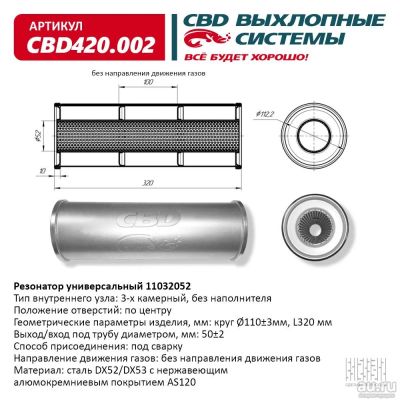 Лот: 17796893. Фото: 1. Резонатор универсальный 11032052... Выхлопная система