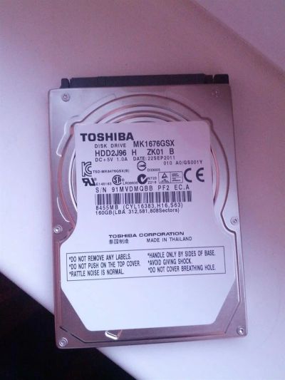 Лот: 3803109. Фото: 1. Toshiba 160gb sata 2.5. Жёсткие диски (HDD)