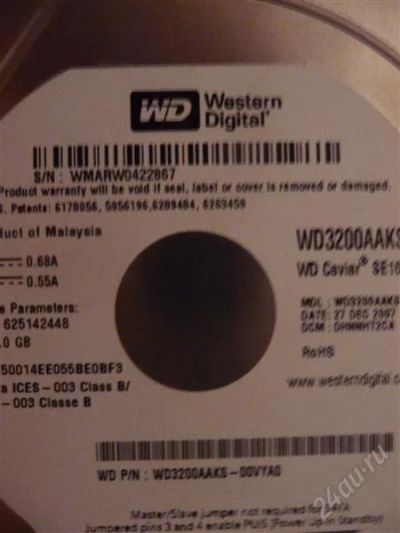 Лот: 942636. Фото: 1. Винчестер WD 320Gb. Жёсткие диски (HDD)