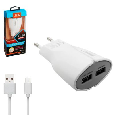 Лот: 16327839. Фото: 1. ЗУ 2USB 2.1A, кабель Micro USB... Зарядные устройства, блоки питания, адаптеры сетевые для смартфонов