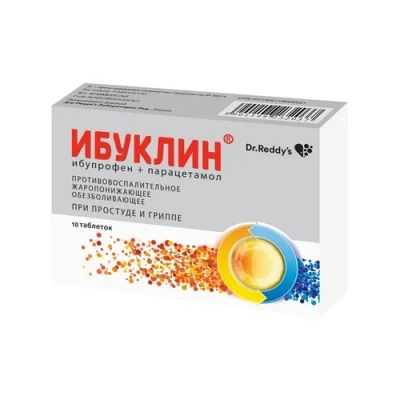 Лот: 23989564. Фото: 1. Ибуклин таб.п о плен. 400мг+325мг... Лекарства