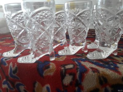 Лот: 13204475. Фото: 1. хрустальные рюмки_ сапожки. Рюмки, стопки