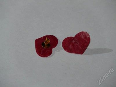 Лот: 203441. Фото: 1. Серьги-гвоздики сердечки ручной... Серьги, каффы