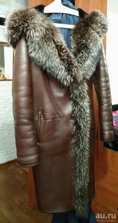 Лот: 8708323. Фото: 1. Дубленка коричневая. Верхняя одежда
