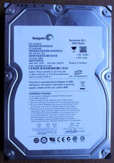 Лот: 3994367. Фото: 1. Жесткий диск 1TB Seagate ST31000340NS. Жёсткие диски (HDD)