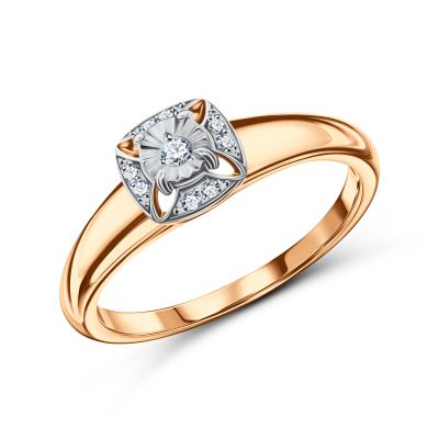 Лот: 23843763. Фото: 1. Золотое кольцо с бриллиантами. Кольца, перстни
