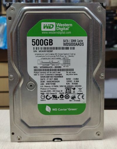 Лот: 19705906. Фото: 1. HDD 500Гб/WD/3,5''/7200об/мин/. Жёсткие диски (HDD)