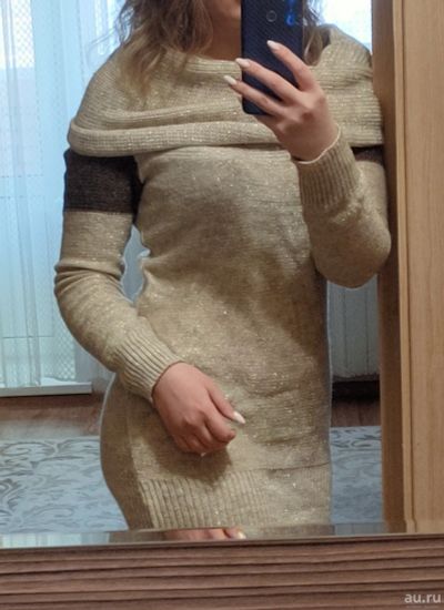 Лот: 3507471. Фото: 1. Платье теплое с широком воротом... Платья
