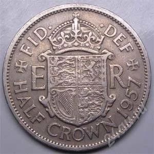 Лот: 1561157. Фото: 1. Великобритания. 1/2 кроны 1957г... Великобритания и острова