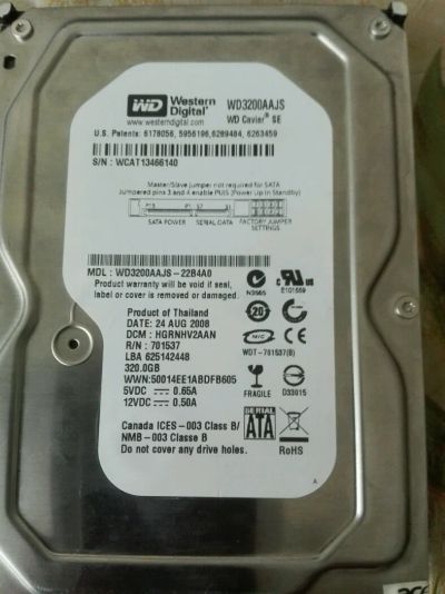 Лот: 8568694. Фото: 1. WD3200AAJS. Жёсткие диски (HDD)