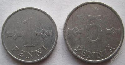 Лот: 1694454. Фото: 1. vz Финляндия 1 пенни 1970, 5 пенни... Европа
