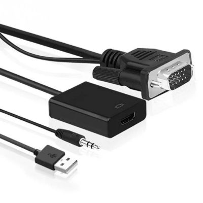 Лот: 10884119. Фото: 1. Адаптер VGA в HDMI + Audio с кабелем... Шлейфы, кабели, переходники