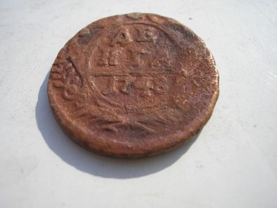 Лот: 8255586. Фото: 1. Денга 1748 года. Жирненькая, почищенная... Россия до 1917 года