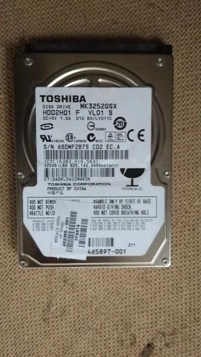 Лот: 16151517. Фото: 1. HDD SATA Toshiba 320Gb 2.5". Жёсткие диски (HDD)