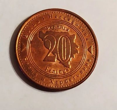 Лот: 25850581. Фото: 1. Босния и Герцеговина 20 фенингов... Европа