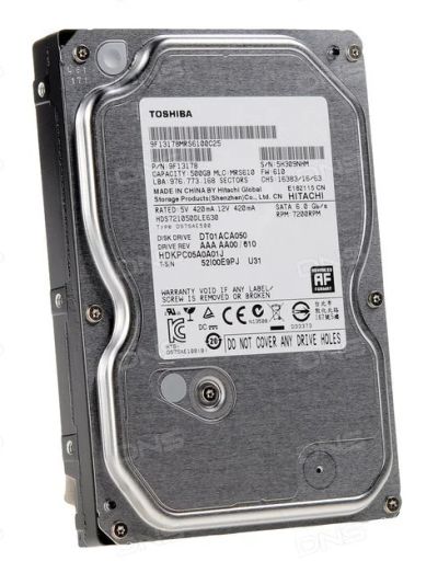 Лот: 6863109. Фото: 1. Жесткий диск HDD SATA 500Gb Toshiba... Жёсткие диски (HDD)