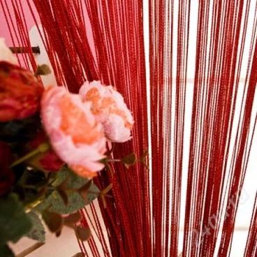 Лот: 2020536. Фото: 1. Нитяные шторы однотонные, бордовые... Шторы, тюль