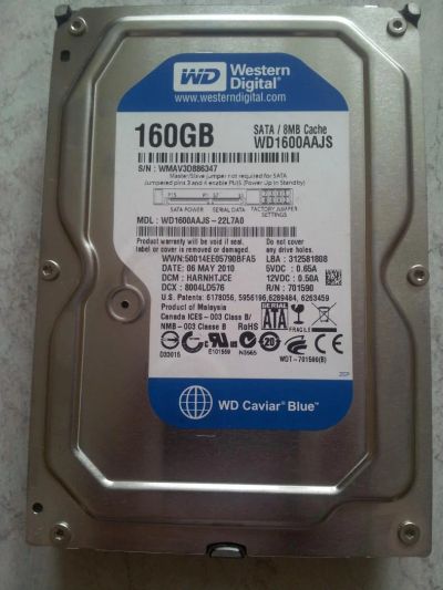 Лот: 5488255. Фото: 1. Western Digital WD1600AAJS SATA-II... Жёсткие диски (HDD)
