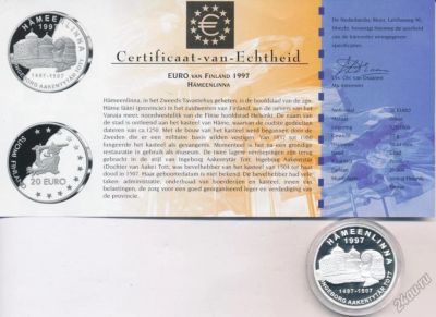 Лот: 5859944. Фото: 1. Финляндия 20 евро 1997 Хямеэнлинна... Европа