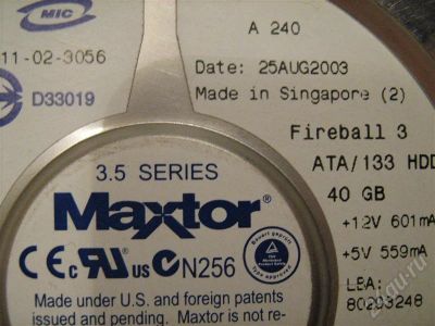 Лот: 330103. Фото: 1. HDD MAXTOR 40GB IDE (3.5 SERIES... Жёсткие диски (HDD)