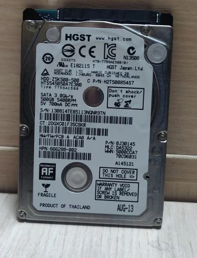 Лот: 19495675. Фото: 1. HDD для ноутбука 2.5",500 Гб... Жёсткие диски (HDD)