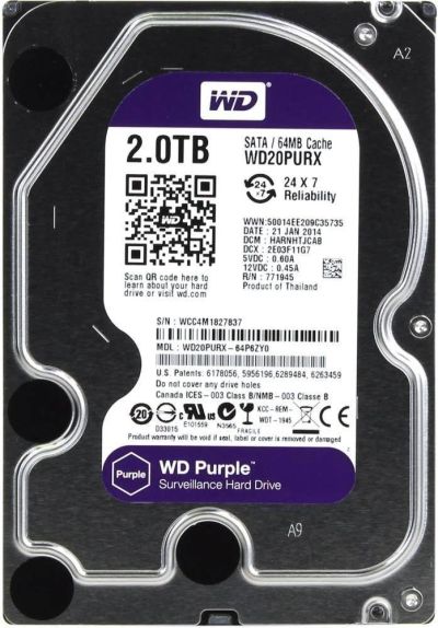Лот: 10985821. Фото: 1. Жесткий диск WD Purple [WD20PURZ... Жёсткие диски (HDD)