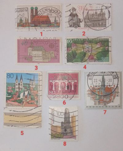 Лот: 25635901. Фото: 1. Марки_Германии, Набор 8 штук... Марки