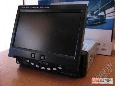 Лот: 1045523. Фото: 1. Выдвижной однодиновый автомобильный... Мониторы, DVD