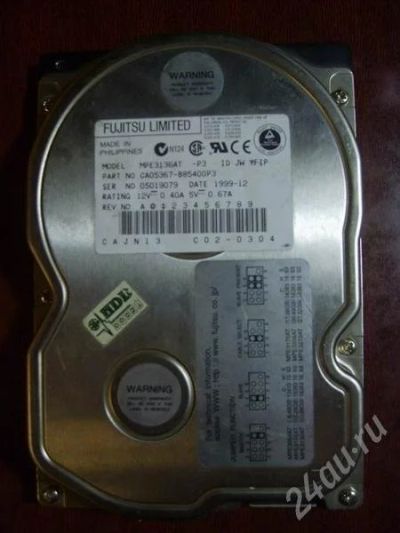 Лот: 222335. Фото: 1. HDD FUJITSU MPE3136AT, рабочий. Жёсткие диски (HDD)