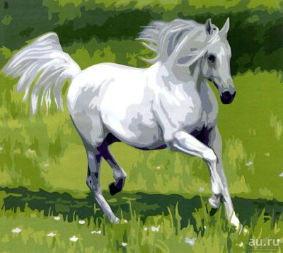 Лот: 9658419. Фото: 1. Картина по номерам "Белый конь... Произведения