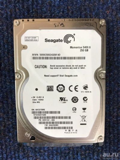 Лот: 13516442. Фото: 1. 2.5 Дюйма 250GB Seagate 250GB... Жёсткие диски