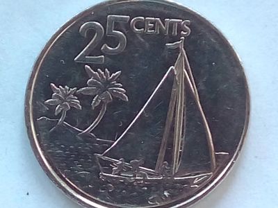 Лот: 18773378. Фото: 1. Монета Багамских островов 25 центов... Остальные страны