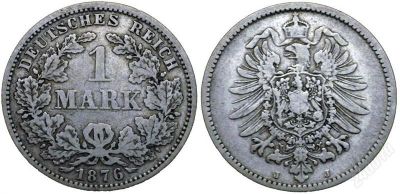 Лот: 1912886. Фото: 1. Германия 1 марка 1876 j серебро... Германия и Австрия