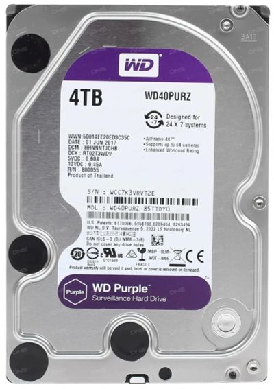 Лот: 19192240. Фото: 1. Жесткий диск WD Purple 4TB. Жёсткие диски (HDD)